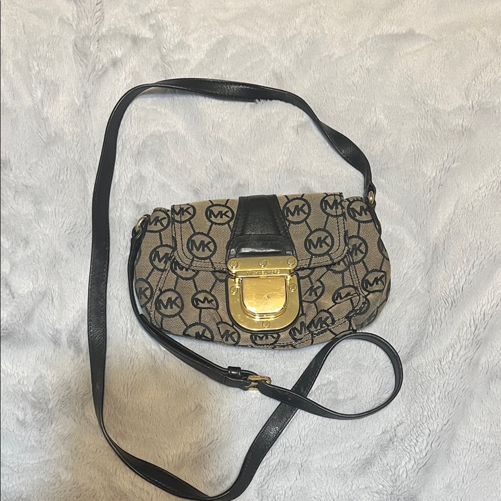 Michael Kors Tan and Black Crossbody Bag